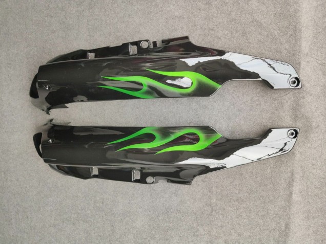 Preisgünstige Kawasaki ZZR1100 Motorrad Verkleidung 1993-2003 - Glanzendes Schwarz Grun Flamme