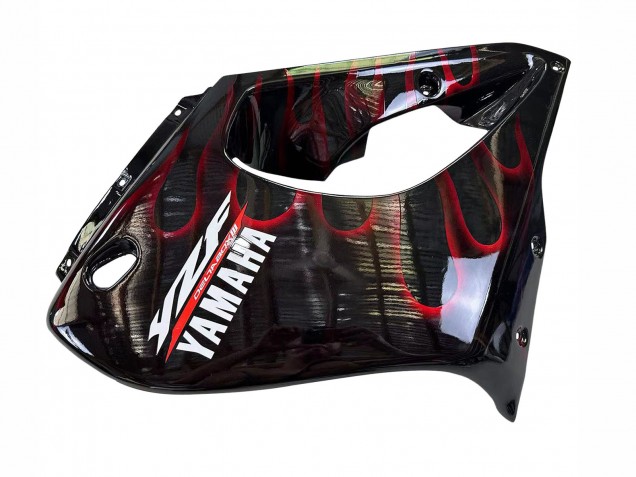 Preisgünstige Yamaha YZF 1000R Thunderace Motorrad Verkleidung 1997-2007 - Schwarz mit Dunkel Rot Flamme