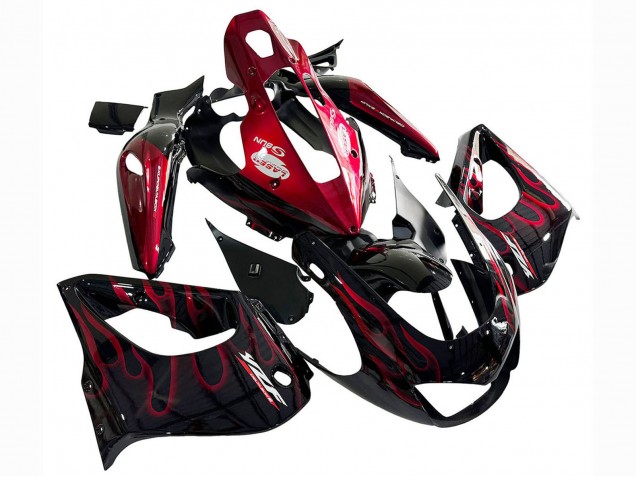 Preisgünstige Yamaha YZF 1000R Thunderace Motorrad Verkleidung Kit 1997-2007 - Schwarz mit Rot Flamme