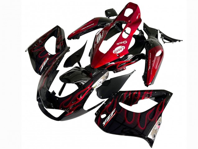 Preisgünstige Yamaha YZF 1000R Thunderace Motorrad Verkleidung Kit 1997-2007 - Schwarz mit Rot Flamme