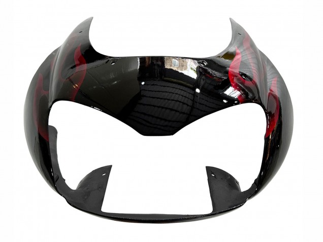 Preisgünstige Yamaha YZF 1000R Thunderace Motorrad Verkleidung Kit 1997-2007 - Schwarz mit Rot Flamme