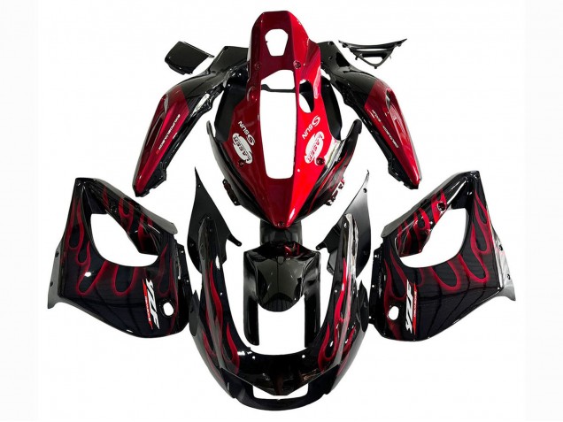 Preisgünstige Yamaha YZF 1000R Thunderace Motorrad Verkleidung Kit 1997-2007 - Schwarz mit Rot Flamme