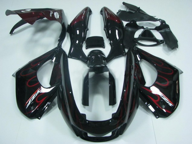 Preisgünstige Yamaha YZF 1000R Thunderace Motorrad Verkleidung 1997-2007 - Schwarz mit Rot Flamme