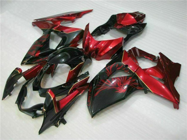 Preisgünstige Suzuki GSXR 1000 Motorrad Verkleidung 2009-2016 - Rot Glanzendes Schwarz
