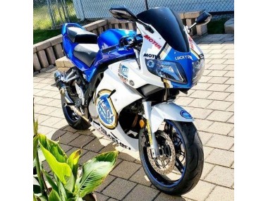Preisgünstige Suzuki SV650 Motorrad Verkleidung 2003-2013 - Weiss Blau Lucky Strike Motul
