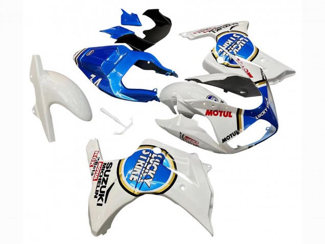 Preisgünstige Suzuki SV650 Motorrad Verkleidung 2003-2013 - Weiss Blau Lucky Strike Motul