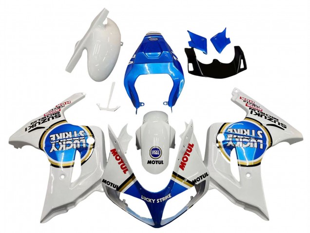 Preisgünstige Suzuki SV650 Motorrad Verkleidung 2003-2013 - Weiss Blau Lucky Strike Motul