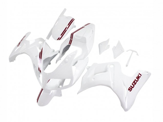 Preisgünstige Suzuki SV650 Motorrad Verkleidung 2003-2013 - Weiss mit Dunkel Rot Linie