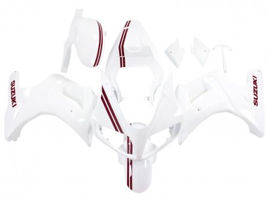 Preisgünstige Suzuki SV650 Motorrad Verkleidung 2003-2013 - Weiss mit Dunkel Rot Linie
