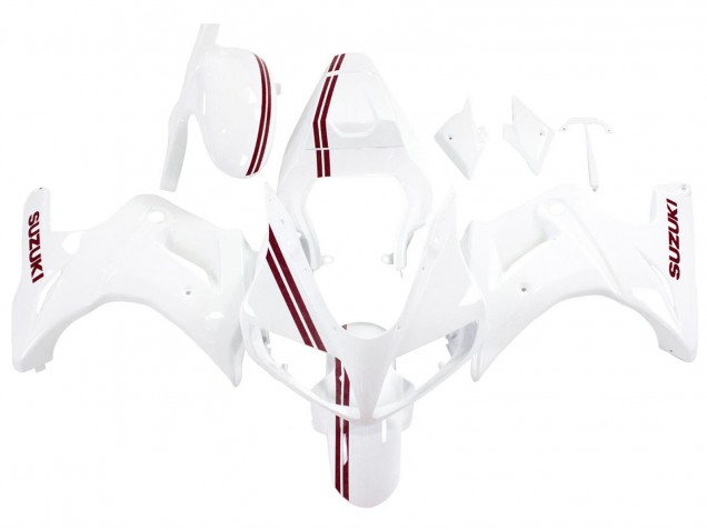 Preisgünstige Suzuki SV650 Motorrad Verkleidung 2003-2013 - Weiss mit Dunkel Rot Linie