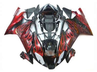 Preisgünstige Aprilia RSV1000 Motorrad Verkleidung 2003-2006 - Glanzendes Schwarz Rot Flamme