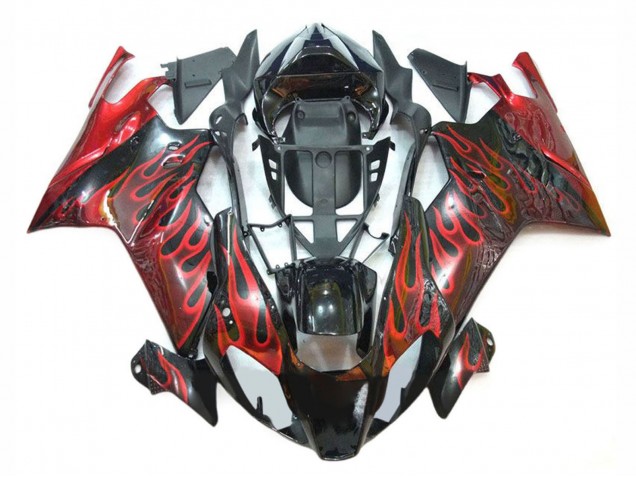 Preisgünstige Aprilia RSV1000 Motorrad Verkleidung 2003-2006 - Glanzendes Schwarz Rot Flamme
