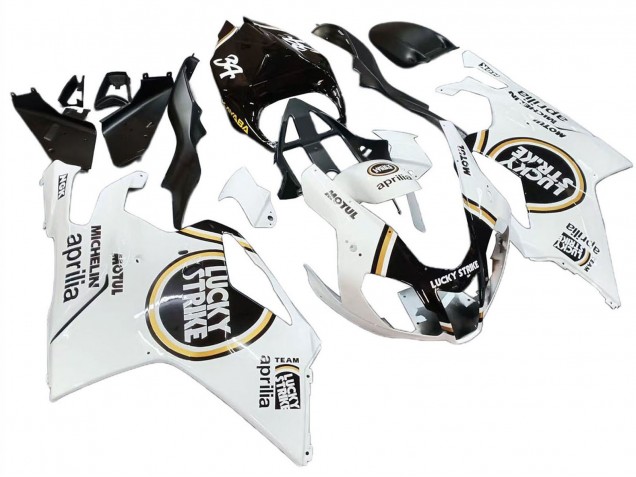 Preisgünstige Aprilia RSV1000 Motorrad Verkleidung 2003-2006 - Weiss Schwarz Lucky Strike Motul Michelin