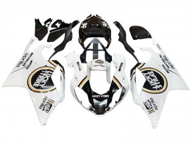 Preisgünstige Aprilia RSV1000 Motorrad Verkleidung 2003-2006 - Weiss Schwarz Lucky Strike Motul Michelin