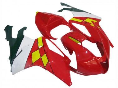 Preisgünstige Aprilia RSV1000 Motorrad Verkleidung 2003-2006 - Rot Gelb Weiss