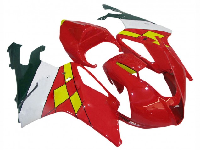 Preisgünstige Aprilia RSV1000 Motorrad Verkleidung 2003-2006 - Rot Gelb Weiss