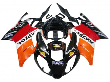 Preisgünstige Aprilia RSV1000 Motorrad Verkleidung 2003-2006 - Orange Weiss Rot Schwarz Repsol