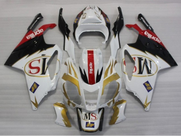 Preisgünstige Aprilia RSV1000 Motorrad Verkleidung 2003-2006 - Weiss Gold Rot Schwarz