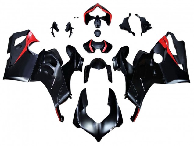 Preisgünstige Ducati Panigale V4 V4S Motorrad Verkleidung 2020-2021 - Glanzendes Schwarz Rot