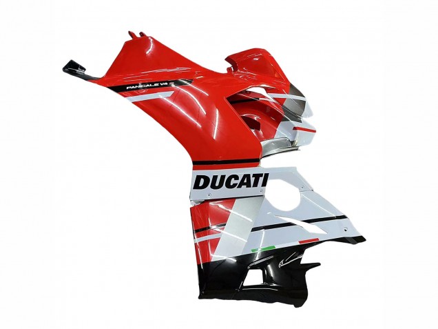 Preisgünstige Ducati Panigale V4 V4S Motorrad Verkleidung 2018-2019 - Weiss Silber Rot Glanzendes Schwarz