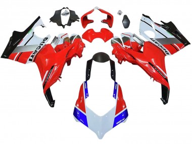 Preisgünstige Ducati Panigale V4 V4S Motorrad Verkleidung 2018-2019 - Weiss Silber Rot Glanzendes Schwarz