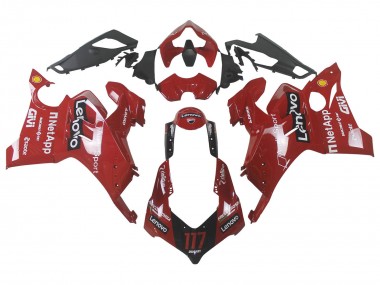 Preisgünstige Ducati Panigale V4 V4S Motorrad Verkleidung 2020-2021 - Rot Glanzendes Schwarz Lenovo 117