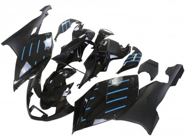 Preisgünstige BMW K1200S Motorrad Verkleidung 2005-2010 - Glanzendes Schwarz Matt Schwarz Blau Linie