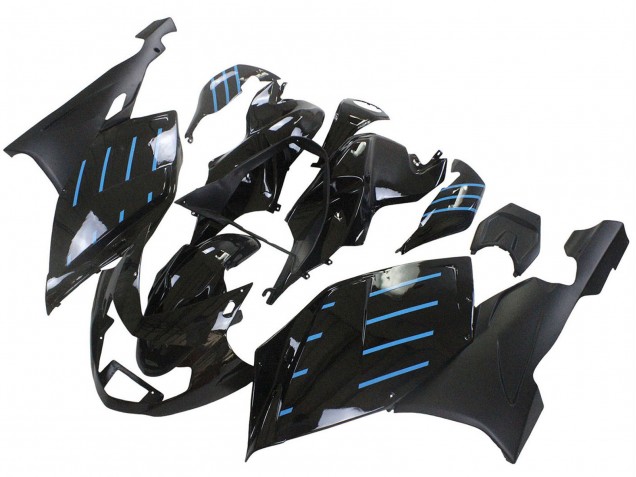 Preisgünstige BMW K1200S Motorrad Verkleidung 2005-2010 - Glanzendes Schwarz Matt Schwarz Blau Linie