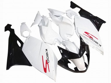 Preisgünstige BMW K1200S Motorrad Verkleidung 2005-2010 - Weiss Glanzendes Schwarz
