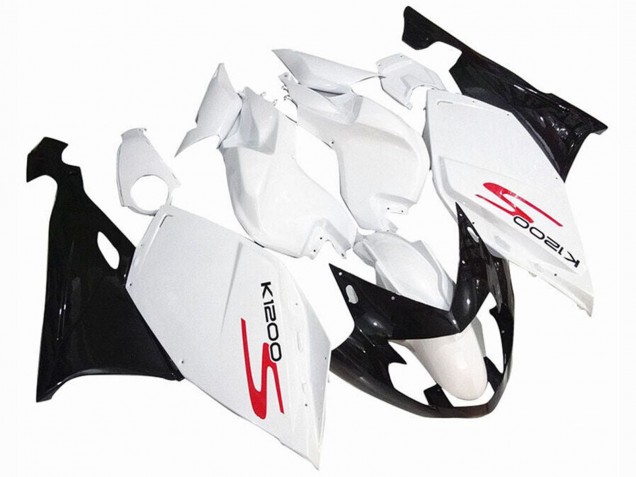Preisgünstige BMW K1200S Motorrad Verkleidung 2005-2010 - Weiss Glanzendes Schwarz