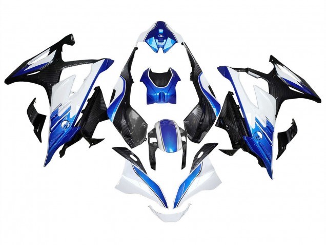 Preisgünstige BMW S1000RR Motorrad Verkleidung 2023-2024 - Weiss Blau Schwarz Carbonfaser