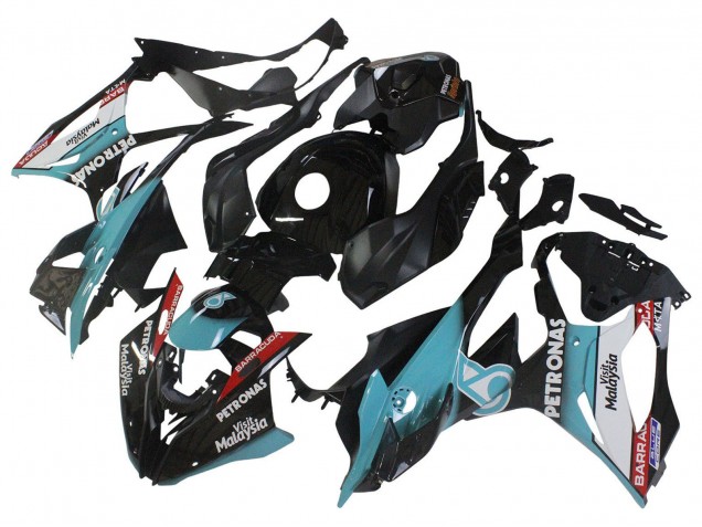 Preisgünstige BMW S1000RR Motorrad Verkleidung 2023-2024 - Hellblau Matt Schwarz Petronas