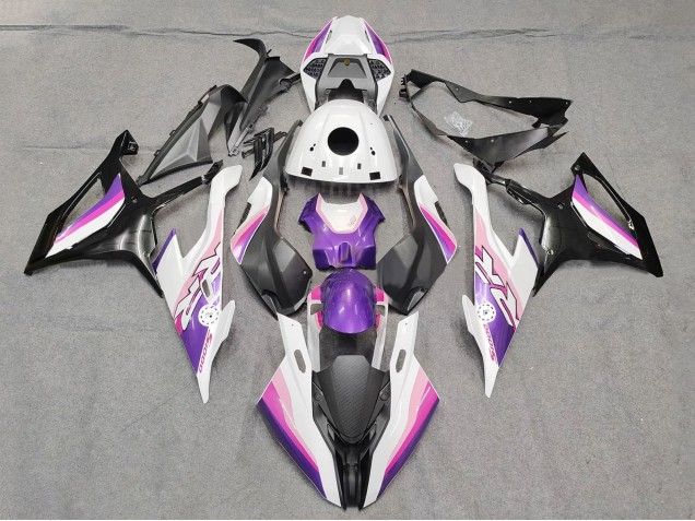 Preisgünstige BMW S1000RR Motorrad Verkleidung 2019-2022 - Rosa Lila Weiss