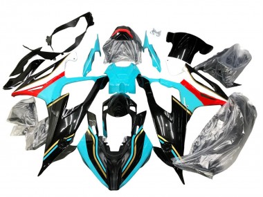 Preisgünstige BMW S1000RR Motorrad Verkleidung 2019-2022 - Schwarz Himmelblau Rot