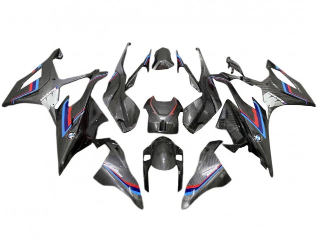 Preisgünstige BMW S1000RR Motorrad Verkleidung 2019-2022 - Schwarz Blau Rot Carbonfaser
