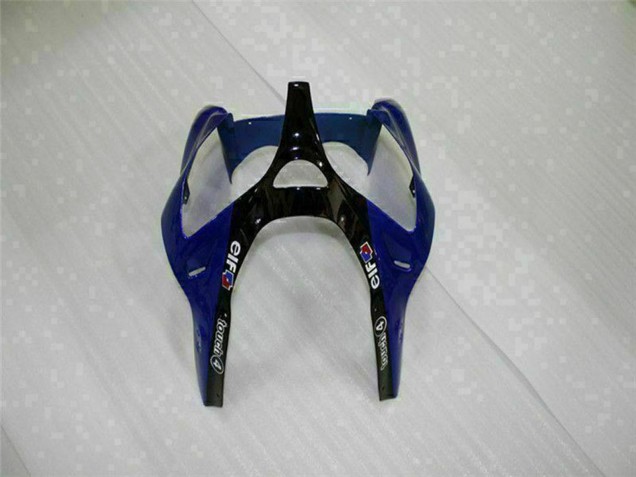 Preisgünstige Kawasaki ZX6R Motorrad Verkleidung 2000-2002 - Blau Glanzendes Schwarz Elf Bridgestone
