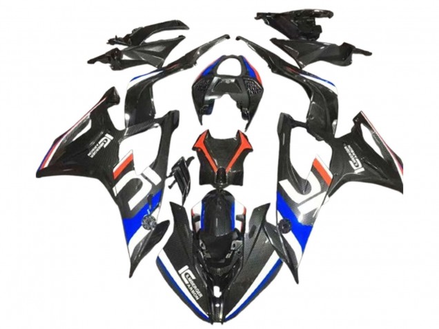Preisgünstige BMW S1000RR Motorrad Verkleidung 2019-2022 - Schwarz Weiss Blau Kohlefaser