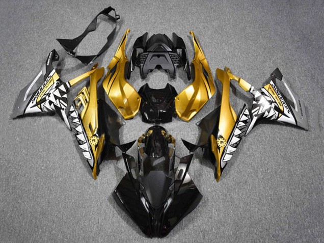 Preisgünstige BMW S1000RR Motorrad Verkleidung 2019-2022 - Gold Schwarz Hai