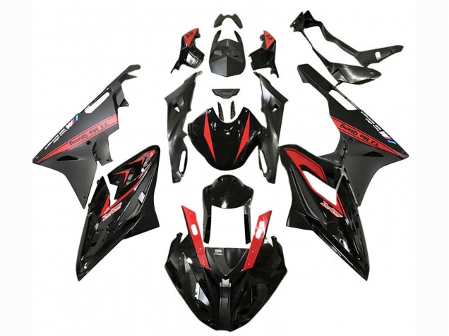Preisgünstige BMW S1000RR Motorrad Verkleidung 2017-2018 - Rot Glanzendes Schwarz Matt Schwarz
