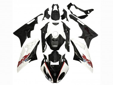 Preisgünstige BMW S1000RR Motorrad Verkleidung 2017-2018 - Weiss Glanzendes Schwarz