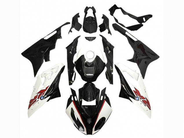 Preisgünstige BMW S1000RR Motorrad Verkleidung 2017-2018 - Weiss Glanzendes Schwarz