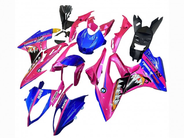 Preisgünstige BMW S1000RR Motorrad Verkleidung 2017-2018 - Rosa Blau Gelb Hai