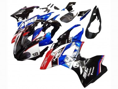 Preisgünstige BMW S1000RR Motorrad Verkleidungen Kit 2017-2018 - Weiss Blau Rot Glanzendes Schwarz