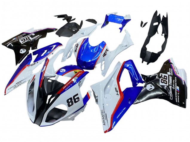Preisgünstige BMW S1000RR Motorrad Verkleidung 2017-2018 - Weiss Blau Rot Glanzendes Schwarz