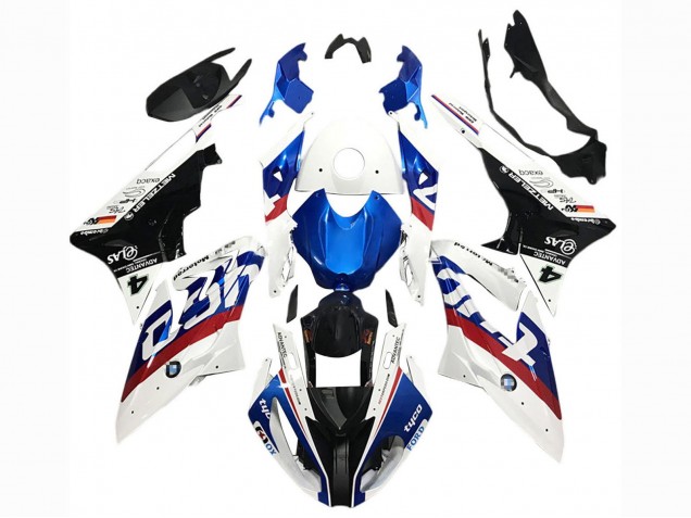 Preisgünstige BMW S1000RR Motorrad Verkleidung 2017-2018 - Weiss Blau Rot Glanzendes Schwarz Tyco