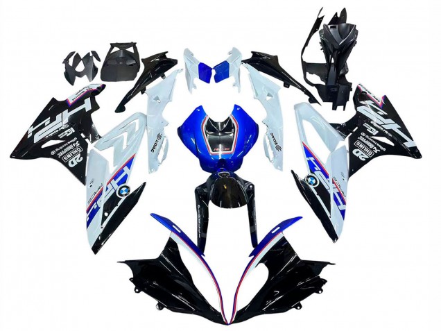 Preisgünstige BMW S1000RR Motorrad Verkleidung Kit 2015-2016 - Weiss Blau Glanzendes Schwarz