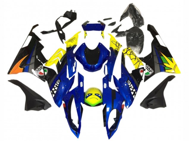 Preisgünstige BMW S1000RR Motorrad Verkleidung 2015-2016 - Gelb Blau Schwarz Hai