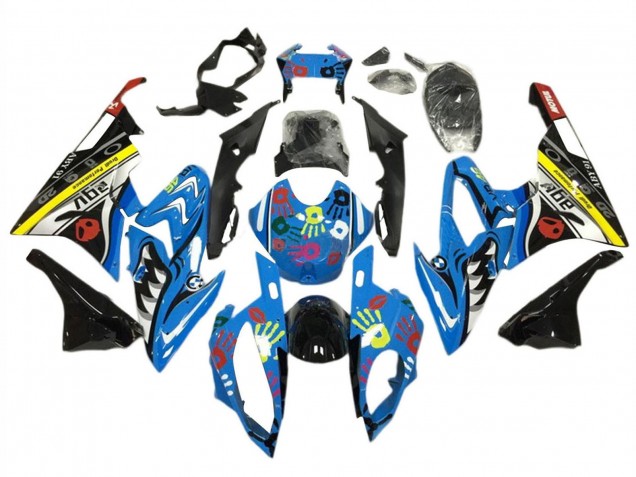 Preisgünstige BMW S1000RR Motorrad Verkleidung Kit 2015-2016 - Gelb Blau Schwarz Hai