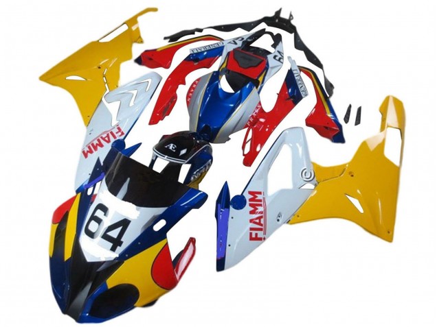 Preisgünstige BMW S1000RR Motorrad Verkleidung 2015-2016 - Gelb Weiss Blau Fiamm 64