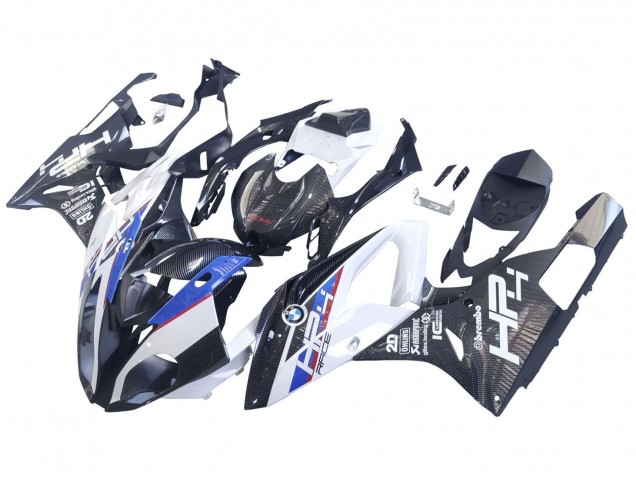 Preisgünstige BMW S1000RR Motorrad Verkleidung 2015-2016 - Weiss Blau Schwarz Carbonfaser